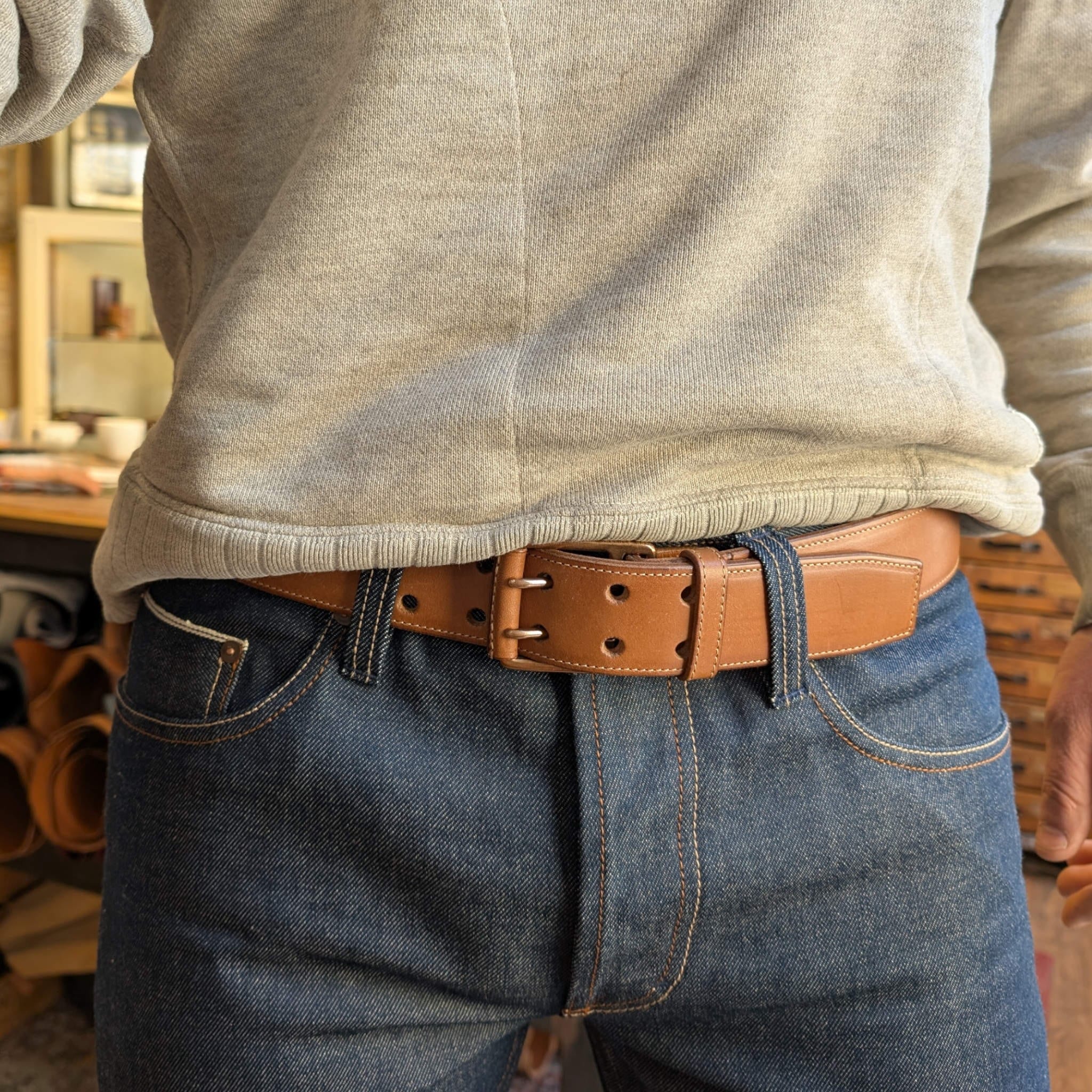 Ledergürtel mit echt silber Gürtelschnalle aus 925er Silber