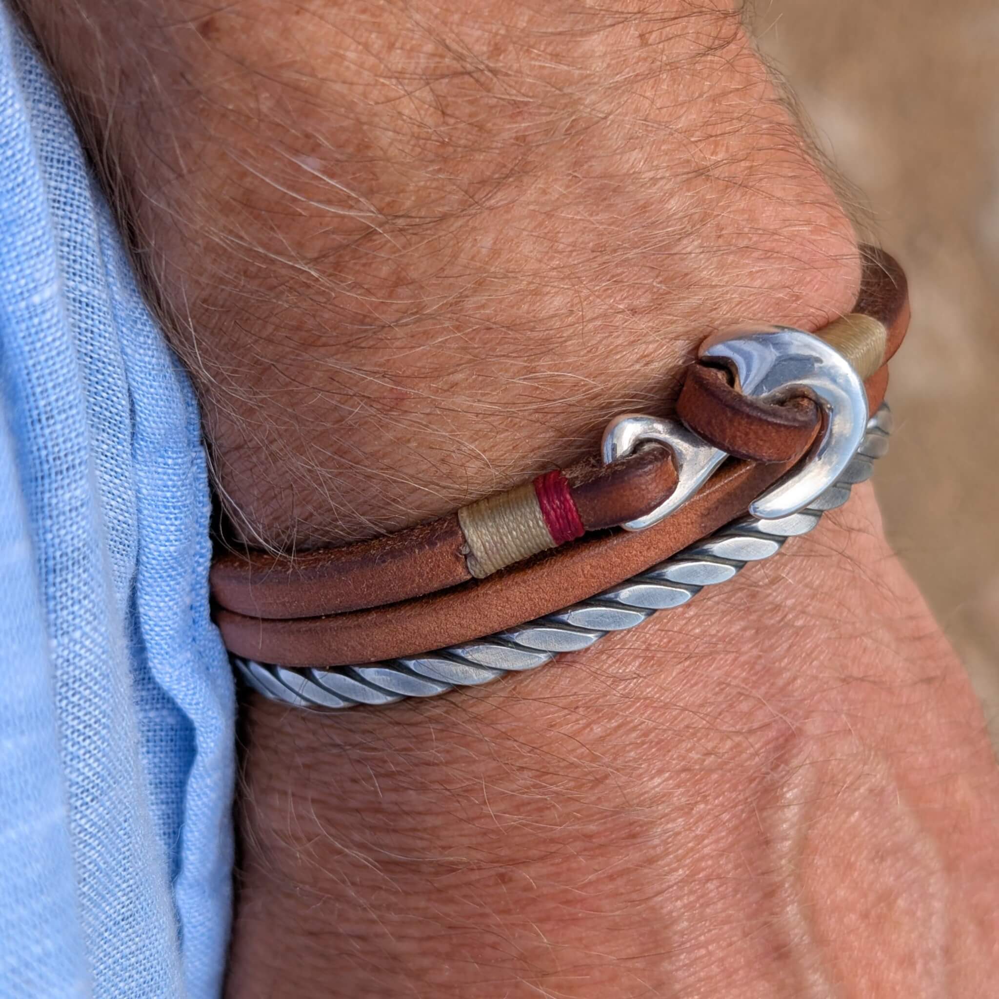 Wickelarmband für herren mit silberverschluss